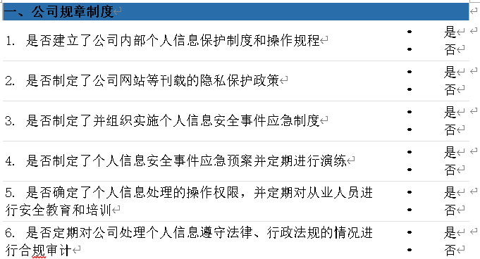 《个人信息保护法》下的企业合规自查80条