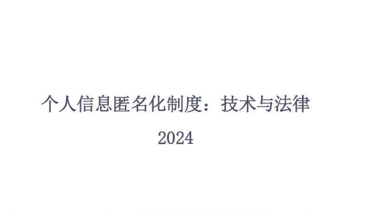 个人信息匿名化制度：技术与法律 （2024）