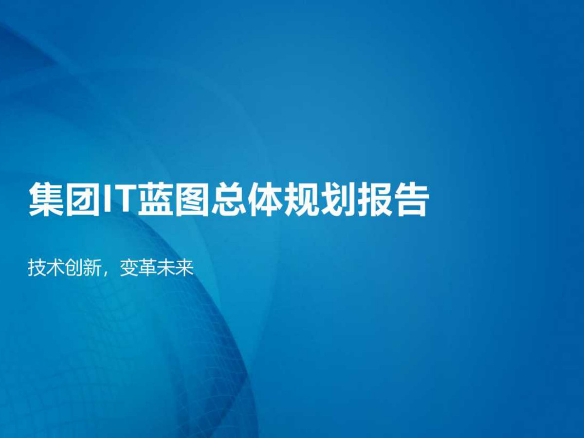 集团IT蓝图总体规划报告